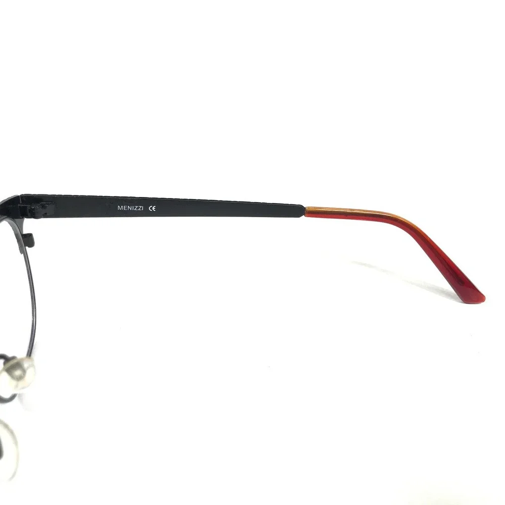Menizzi Eyeglasses Frames M3018 Col.01 Black Red Spotted Square 46-17-143